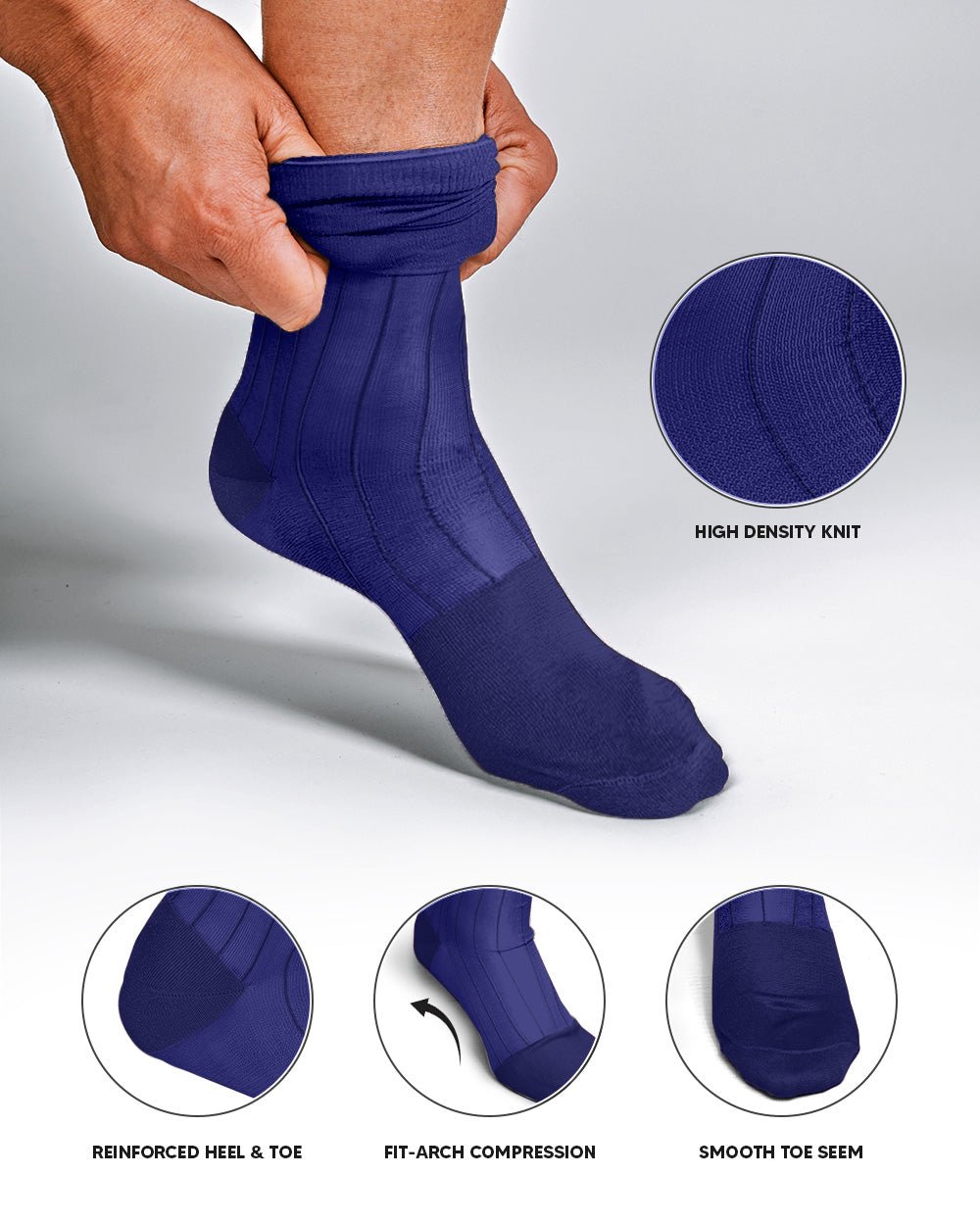 Vittorio Farina Men's Ribbed Shear Nylon Anklet Dress Socks