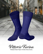 Vittorio Farina Men's Ribbed Shear Nylon Anklet Dress Socks