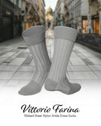 Vittorio Farina Men's Ribbed Shear Nylon Anklet Dress Socks