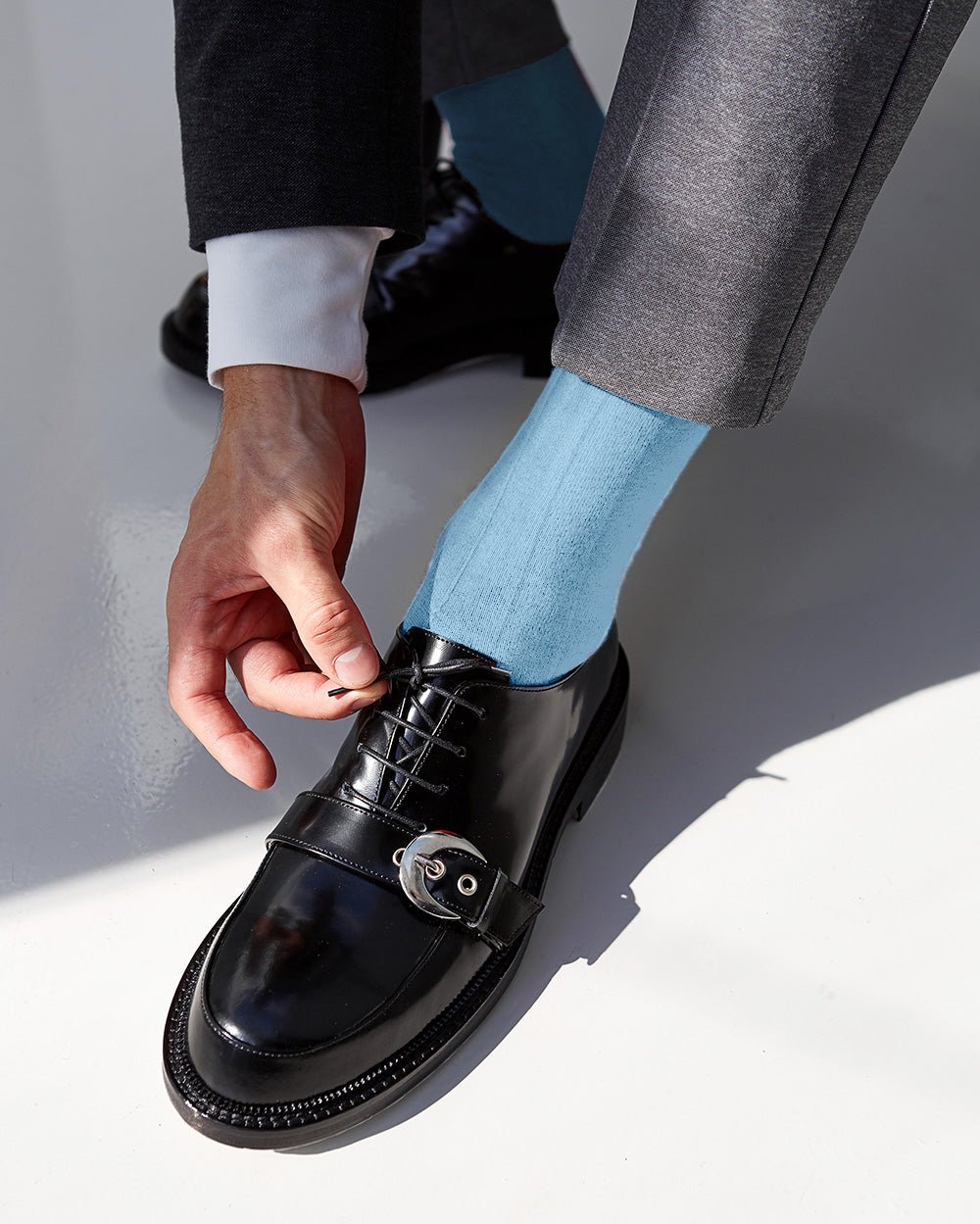Vittorio Farina Men's Ribbed Shear Nylon Anklet Dress Socks
