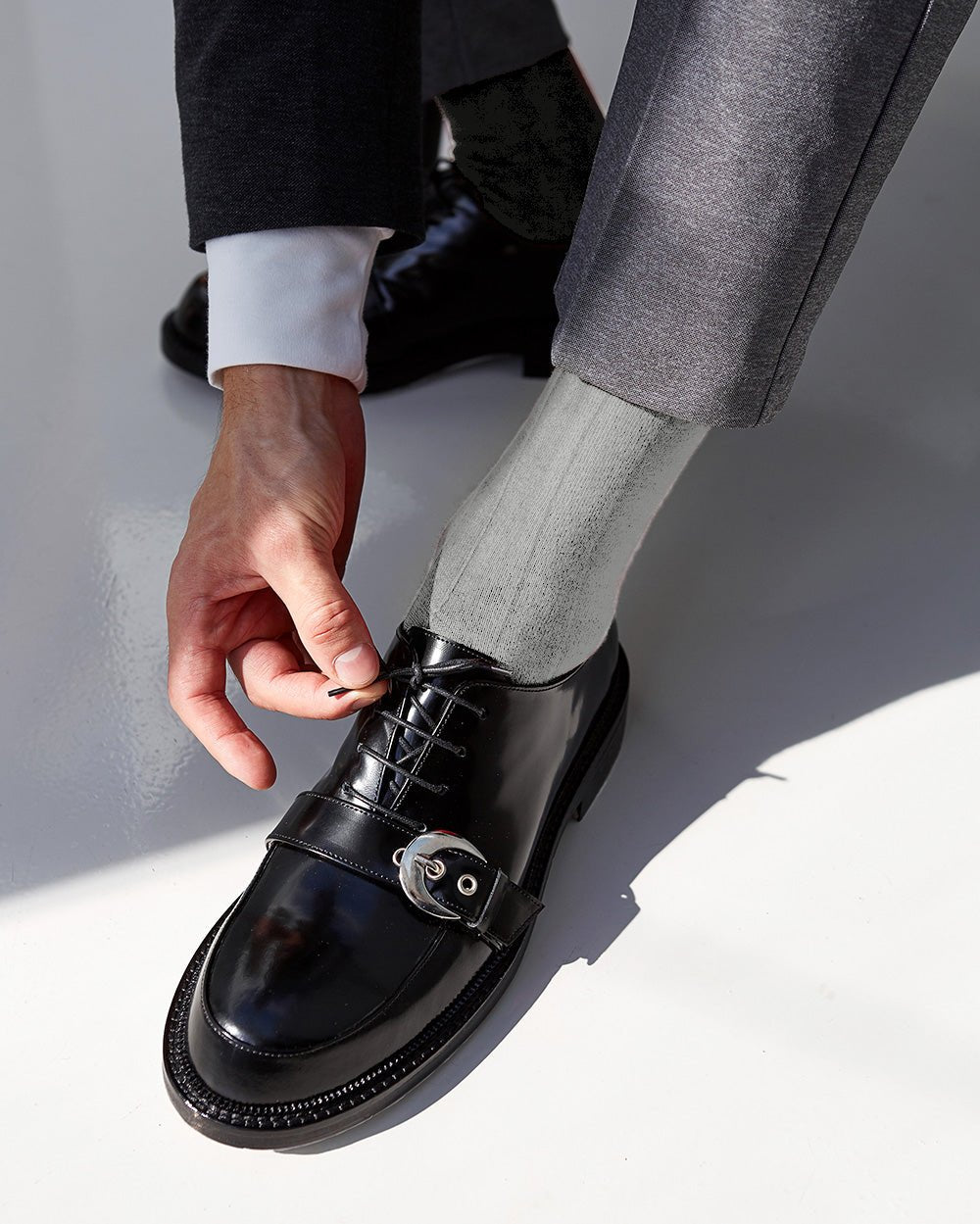Vittorio Farina Men's Ribbed Shear Nylon Anklet Dress Socks