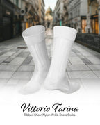 Vittorio Farina Men's Ribbed Shear Nylon Anklet Dress Socks