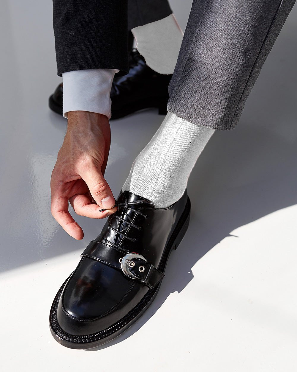 Vittorio Farina Men's Ribbed Shear Nylon Anklet Dress Socks