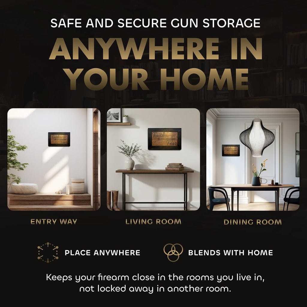 Hidden Gun Storage Safe Faith Over Fear Wall Decor Concealment Furniture