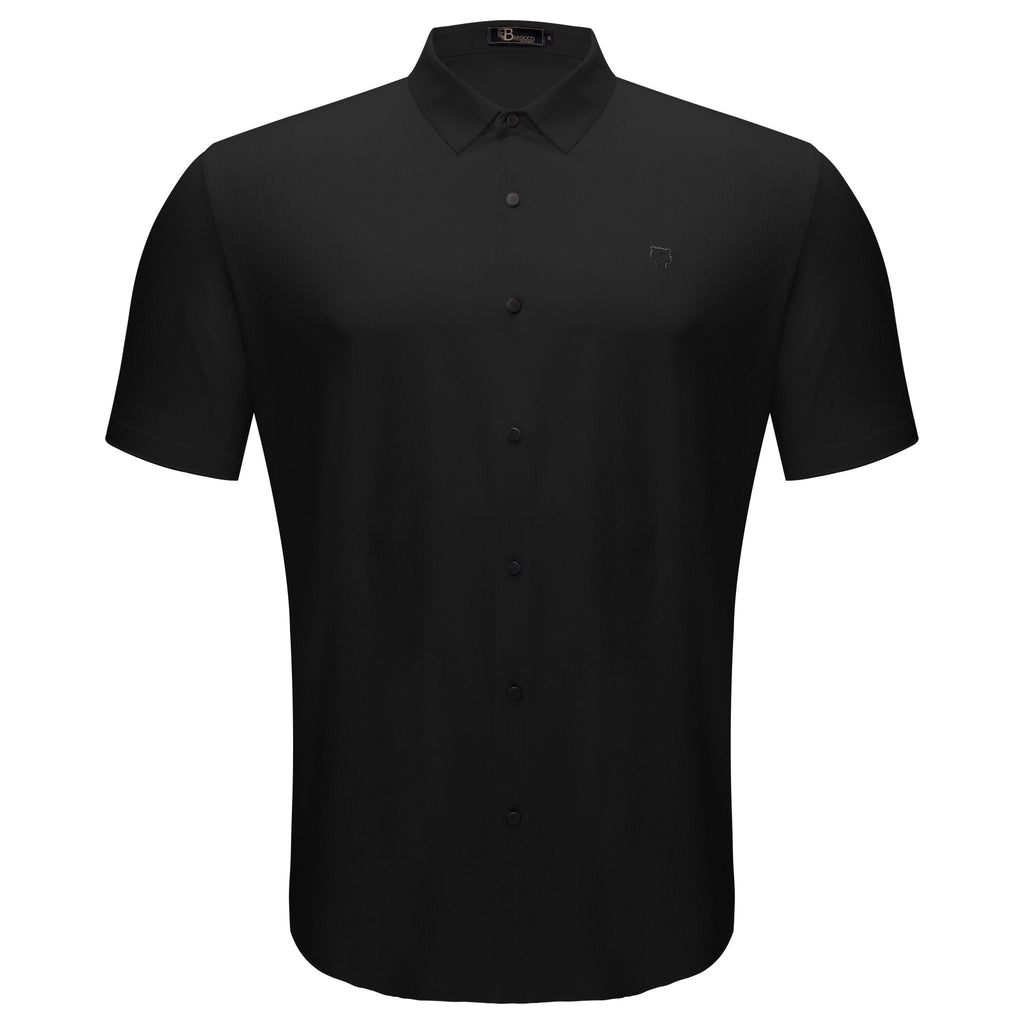 Barocco Apex Spirit Men's Short Sleeve Button-Up Shirt - Black