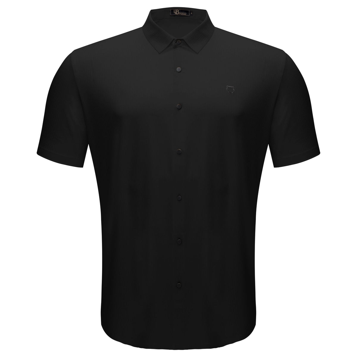 Barocco Apex Spirit Men's Short Sleeve Button-Up Shirt - Black