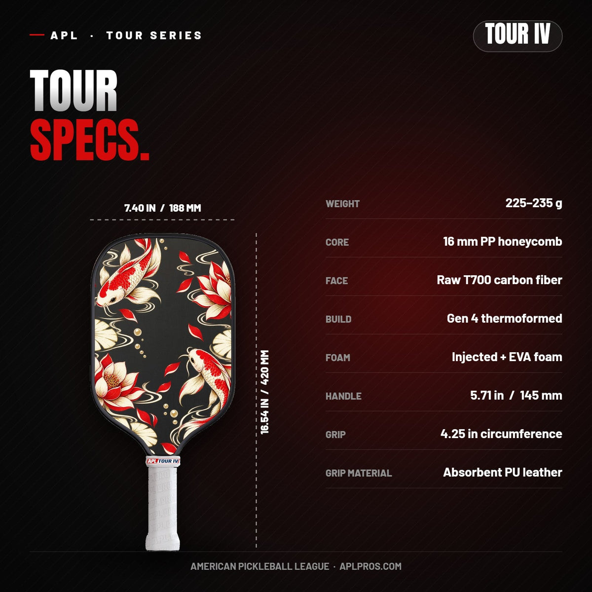 Frontier TOUR IV 16mm Pickleball Paddle | T700 Carbon Fiber | Gen 4 Thermoformed