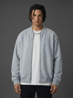 Apollo Grey Fleece Zip-Up Baseball Jacket