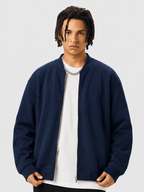 Apollo Navy Fleece Zip-Up Baseball Jacket