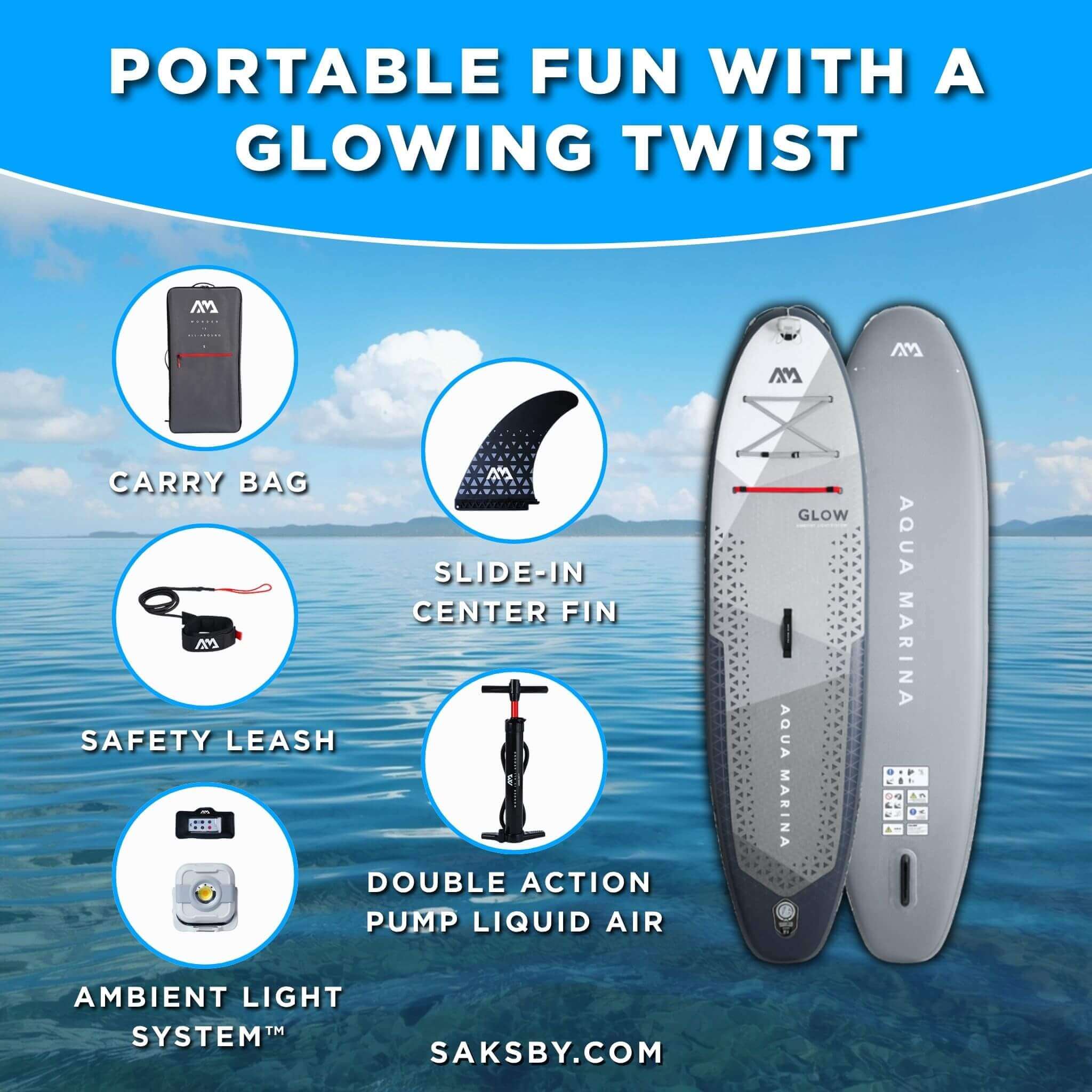 Aqua Marina Glow 10FT All-Around ISUP With Ambient Light System And Safety Leash [BT-24GL] (SAK48269)