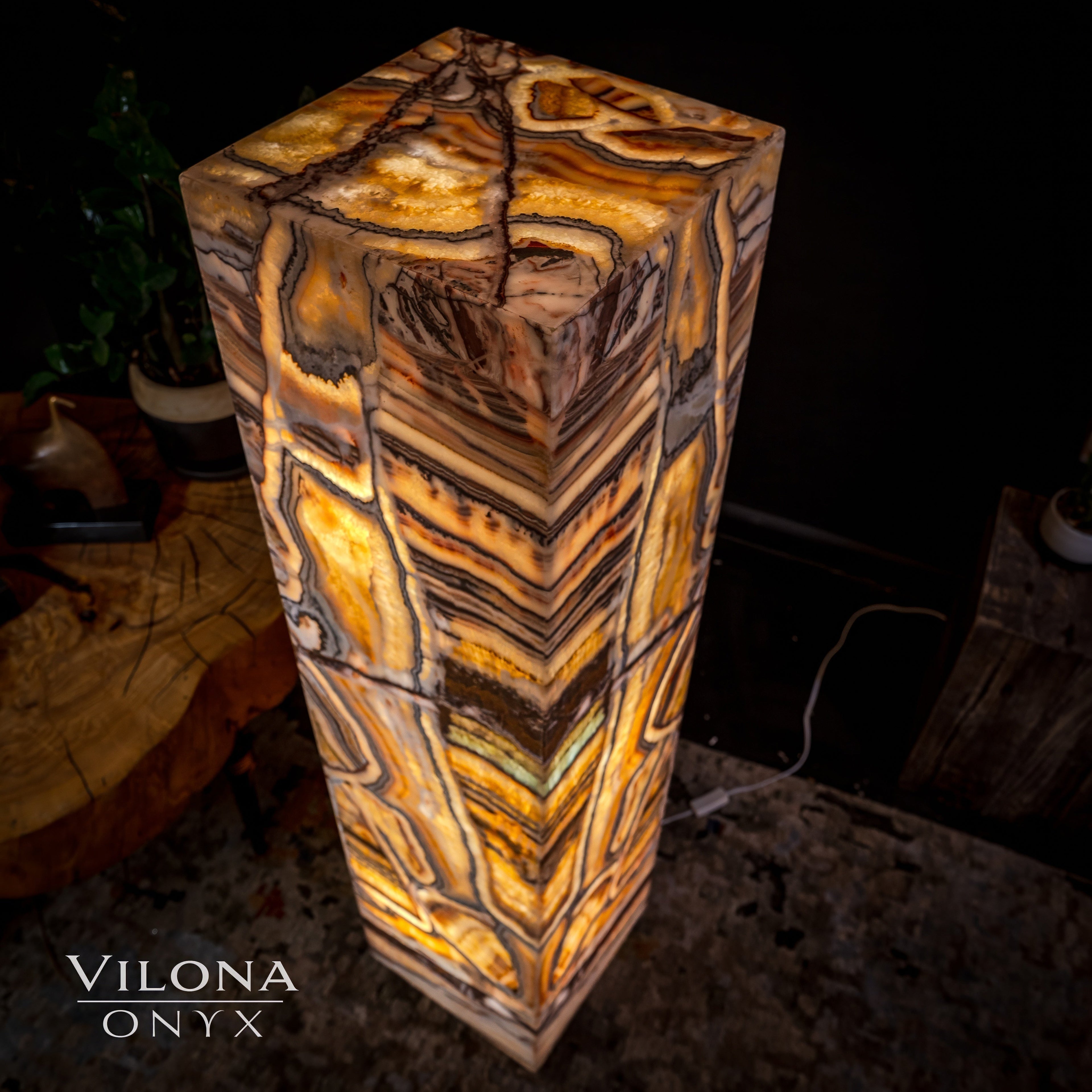Aqua Onyx Floor Lamp - Medium - 49"H x 12"W - Square - #2