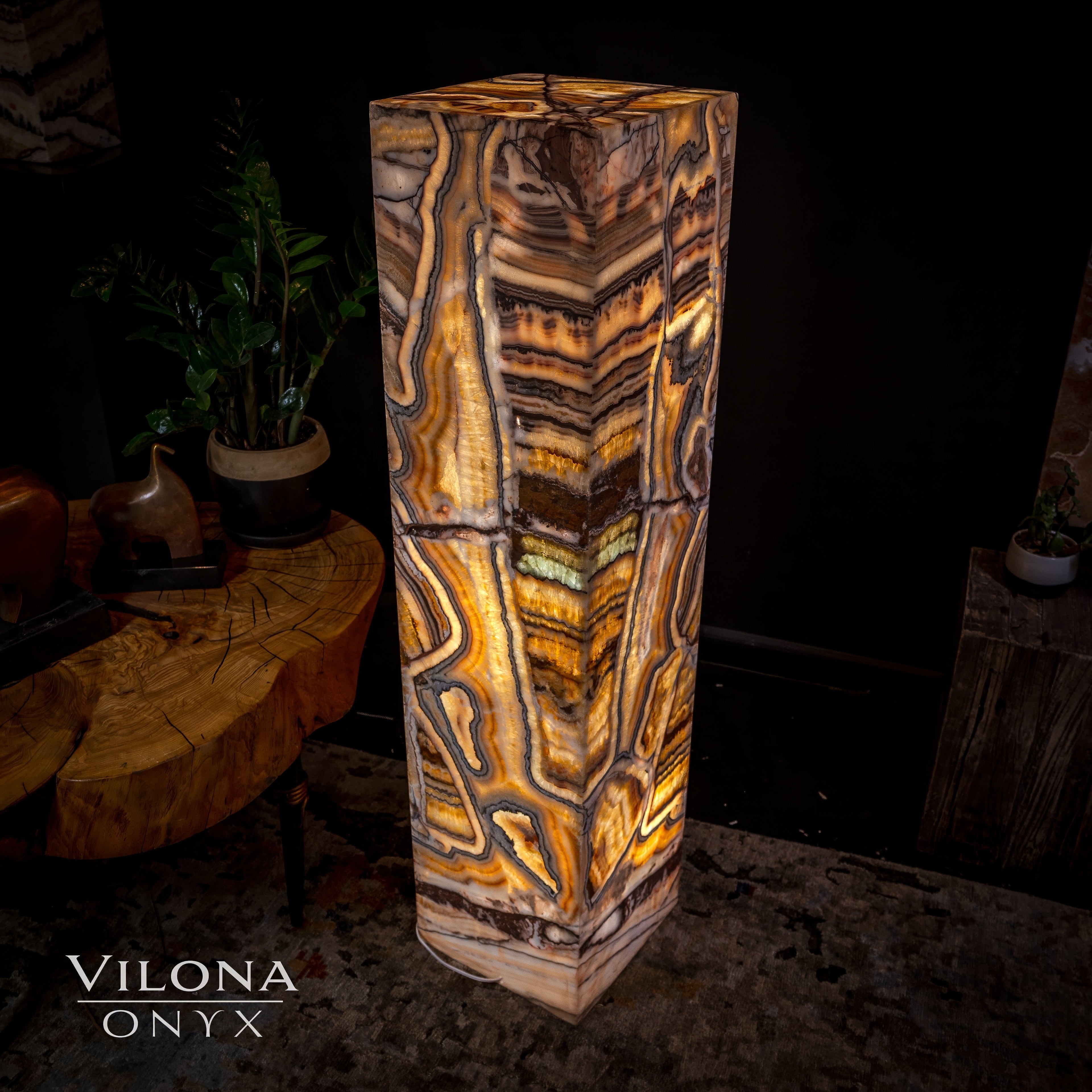 Aqua Onyx Floor Lamp - Medium - 49"H x 12"W - Square - #2