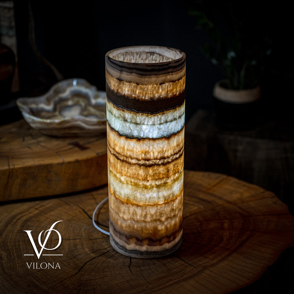 Aqua Onyx Lamp (Exotic Cylinder Table Lamp #24)