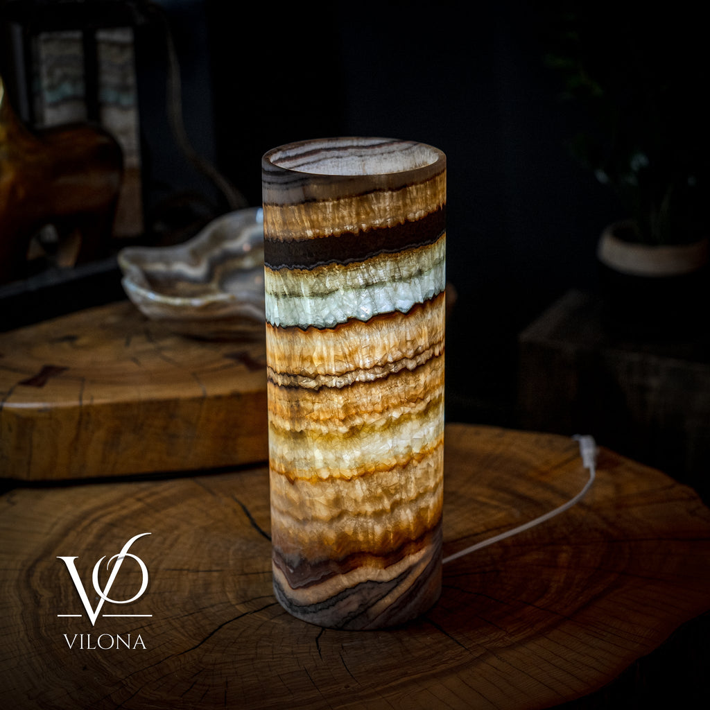 Aqua Onyx Lamp (Exotic Cylinder Table Lamp #24)