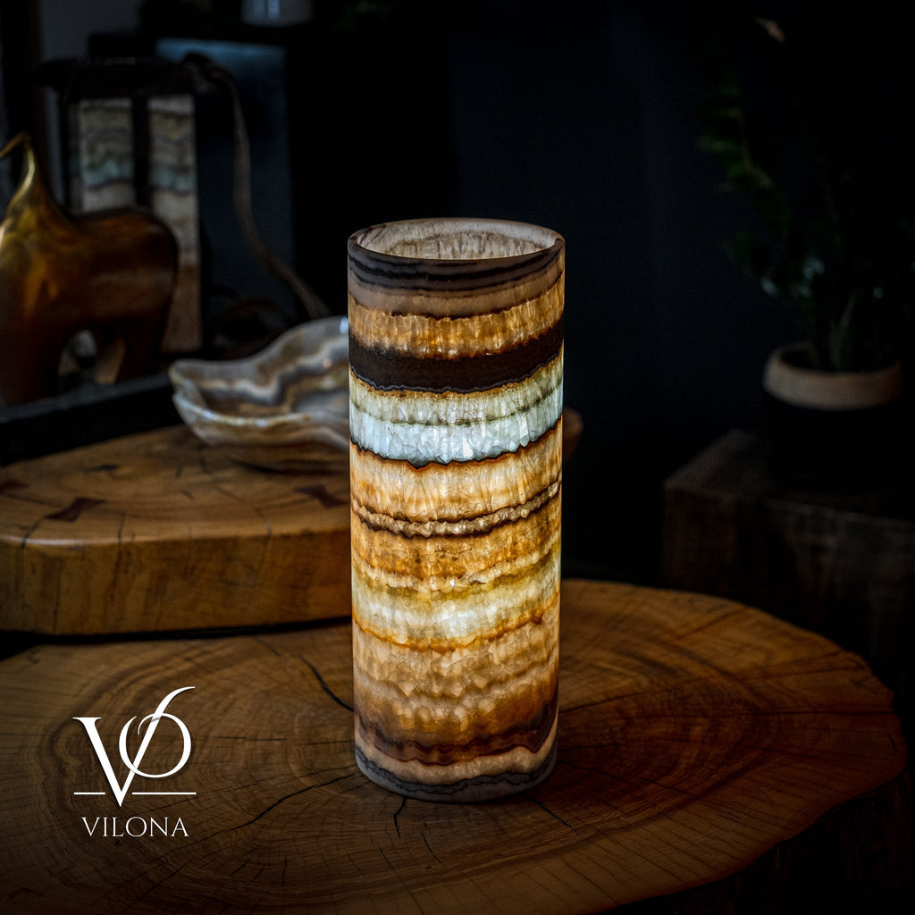Aqua Onyx Lamp (Exotic Cylinder Table Lamp #24)