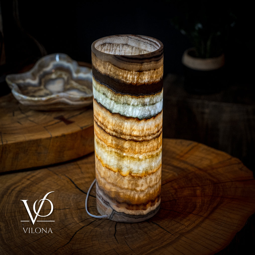 Aqua Onyx Lamp (Exotic Cylinder Table Lamp #24)