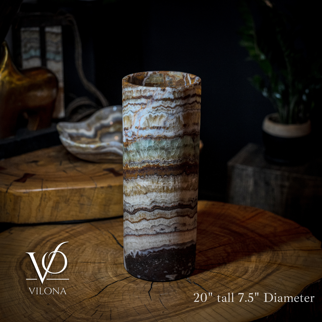 Aqua Onyx Lamp (Exotic Cylinder Table Lamp #25)