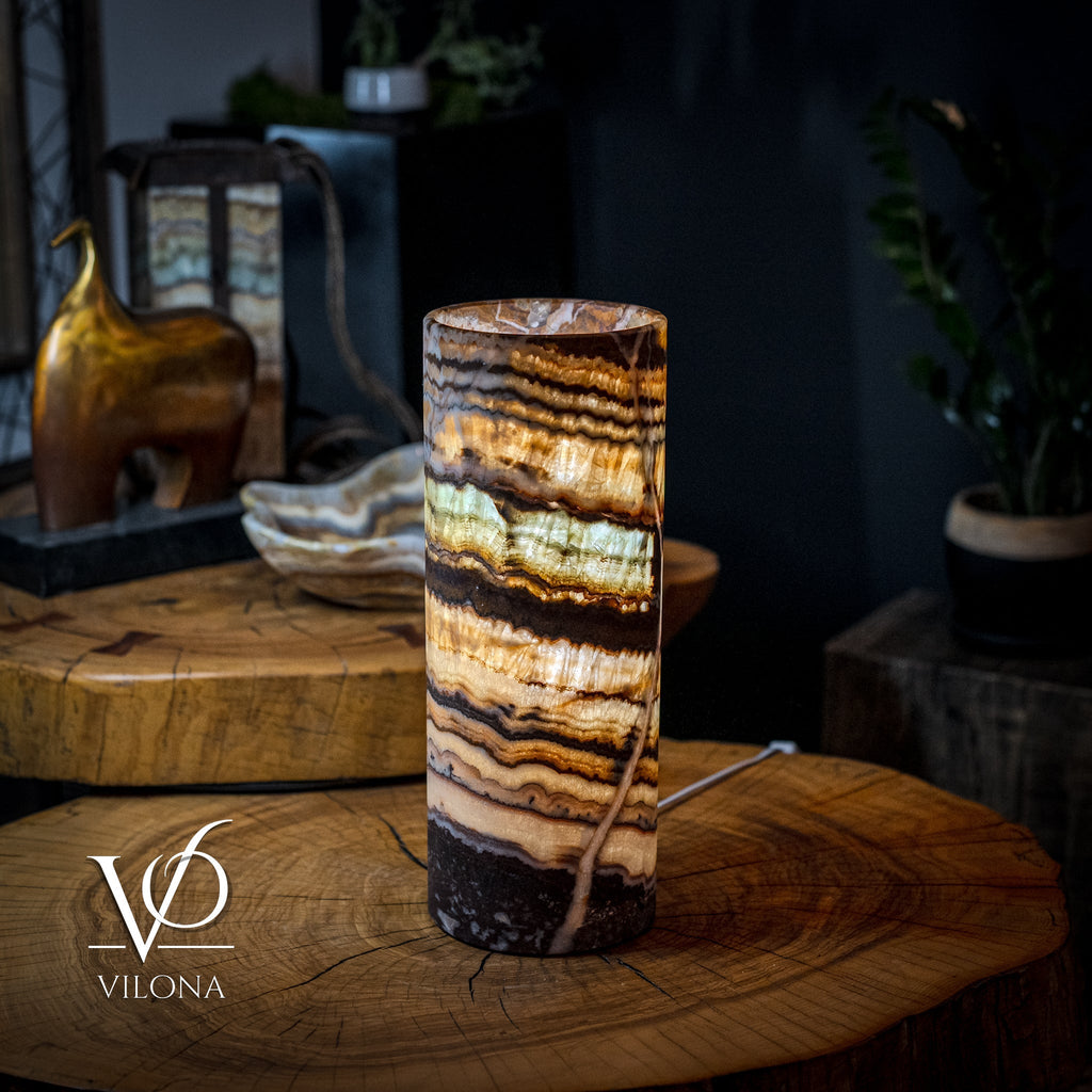 Aqua Onyx Lamp (Exotic Cylinder Table Lamp #25)