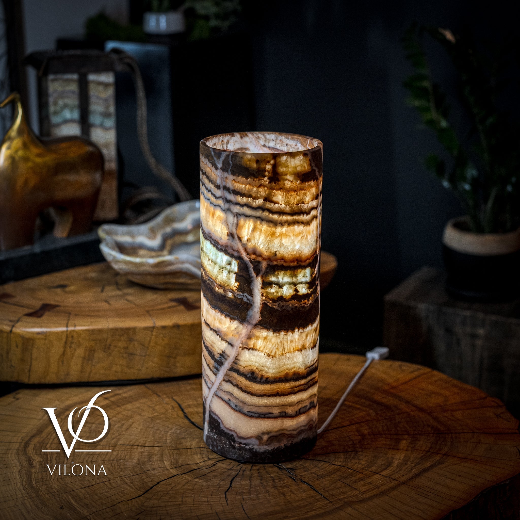Aqua Onyx Lamp (Exotic Cylinder Table Lamp #25)