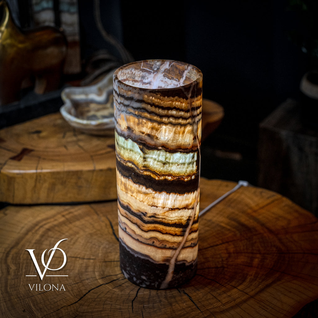 Aqua Onyx Lamp (Exotic Cylinder Table Lamp #25)