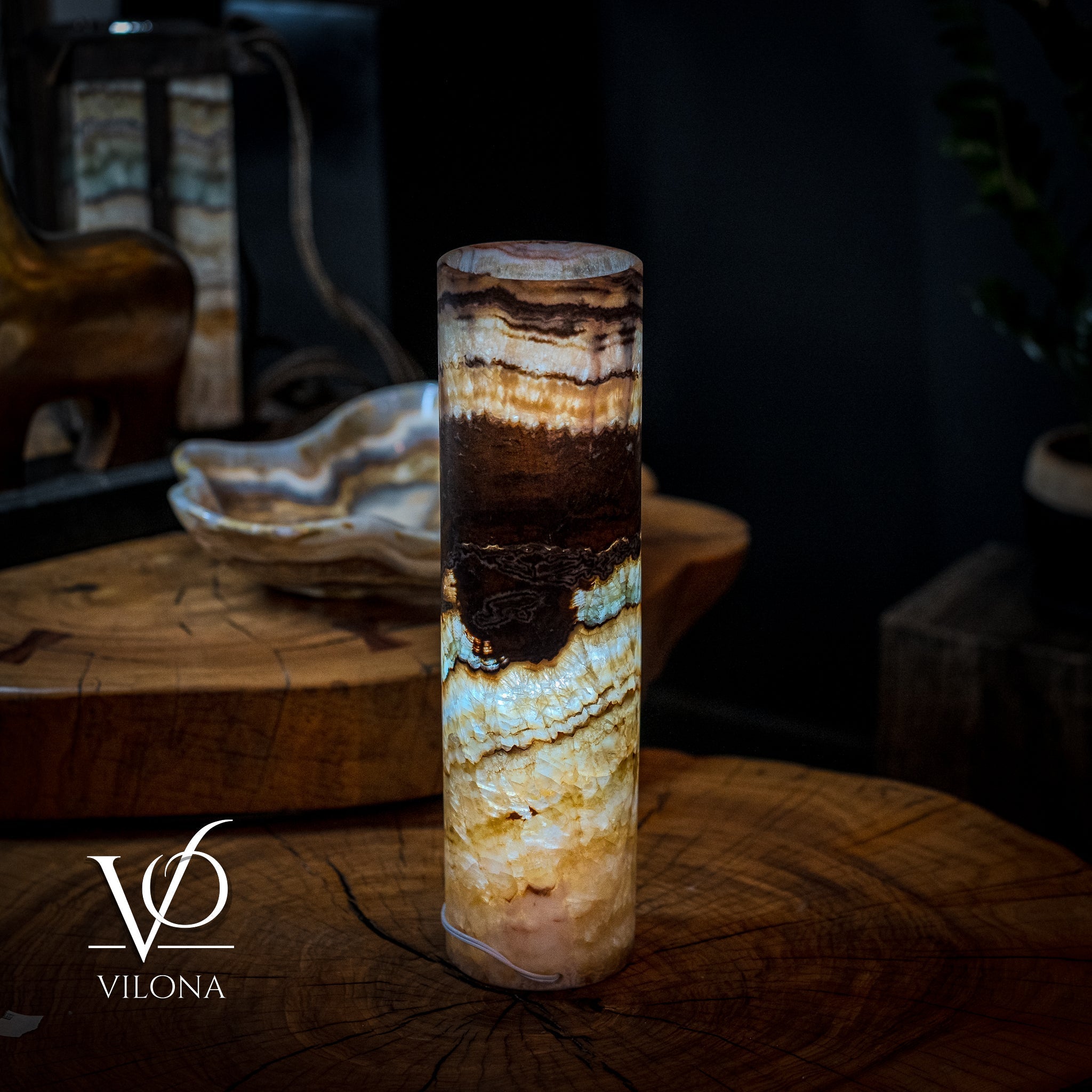 Aqua Onyx Lamp (Exotic Cylinder Table Lamp #26)