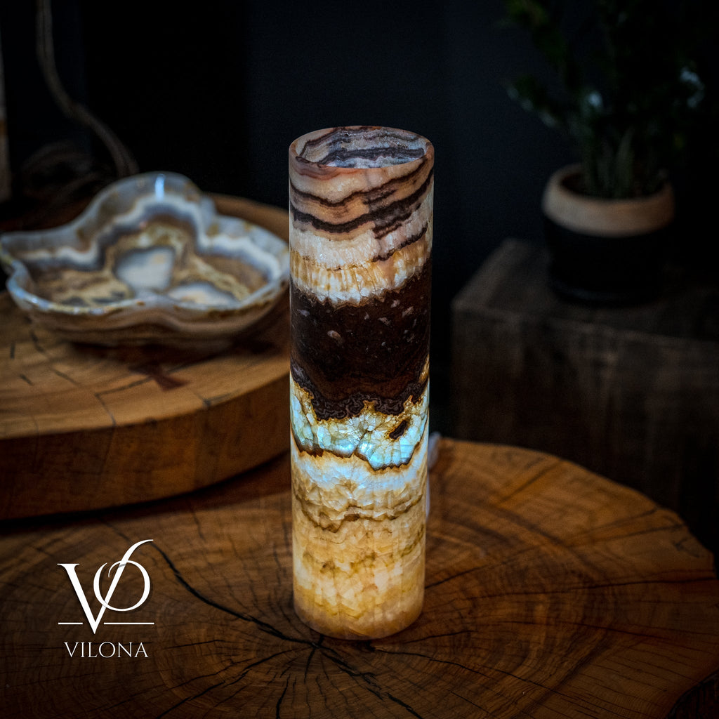 Aqua Onyx Lamp (Exotic Cylinder Table Lamp #26)