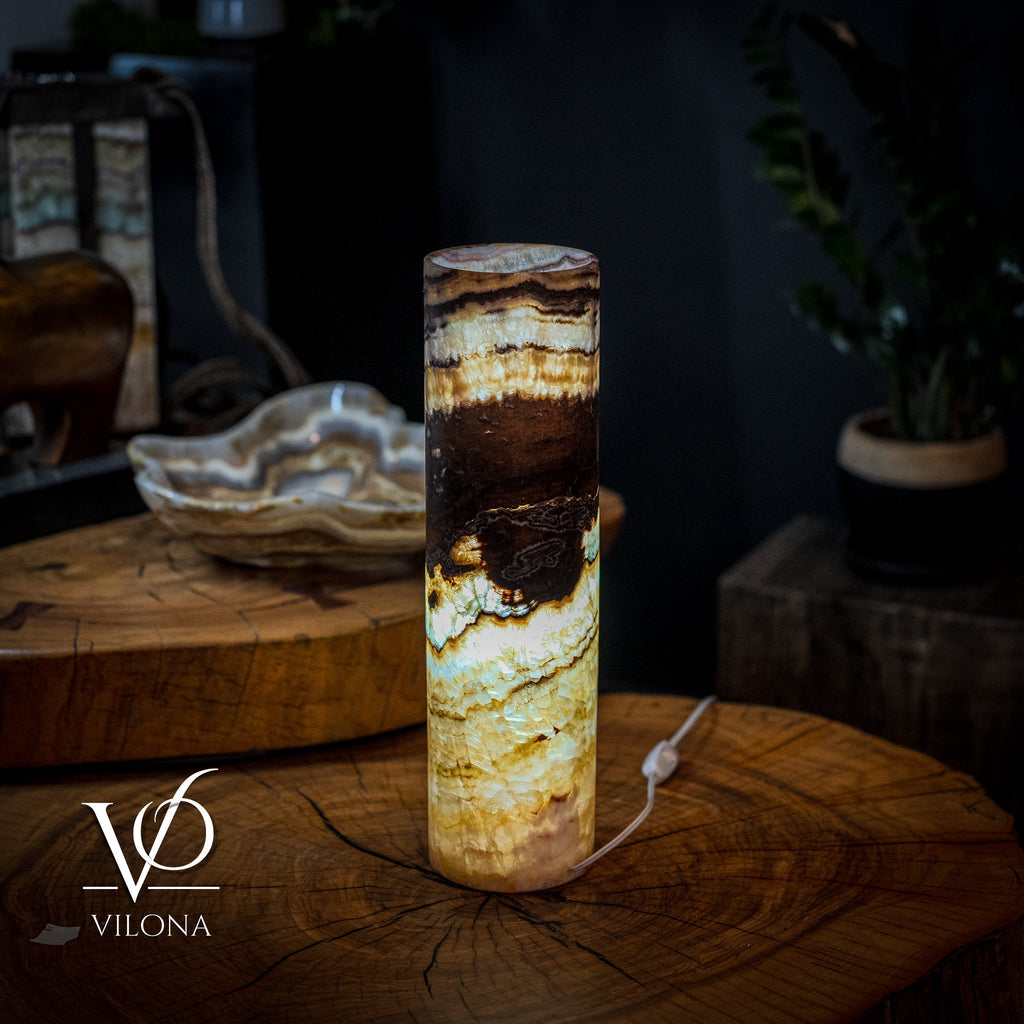 Aqua Onyx Lamp (Exotic Cylinder Table Lamp #26)