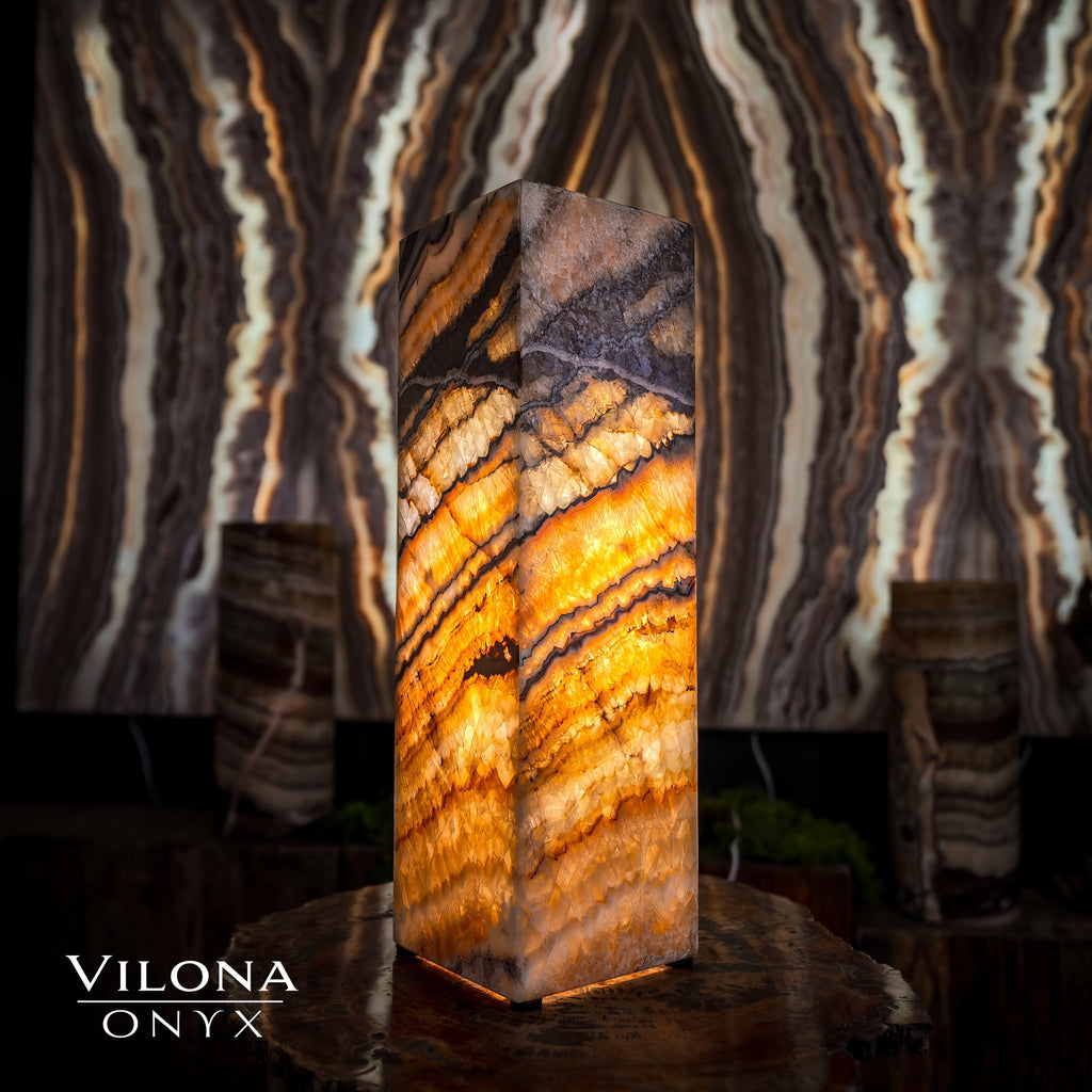 Aqua Onyx Lamp (Small Square Table Lamp #56)