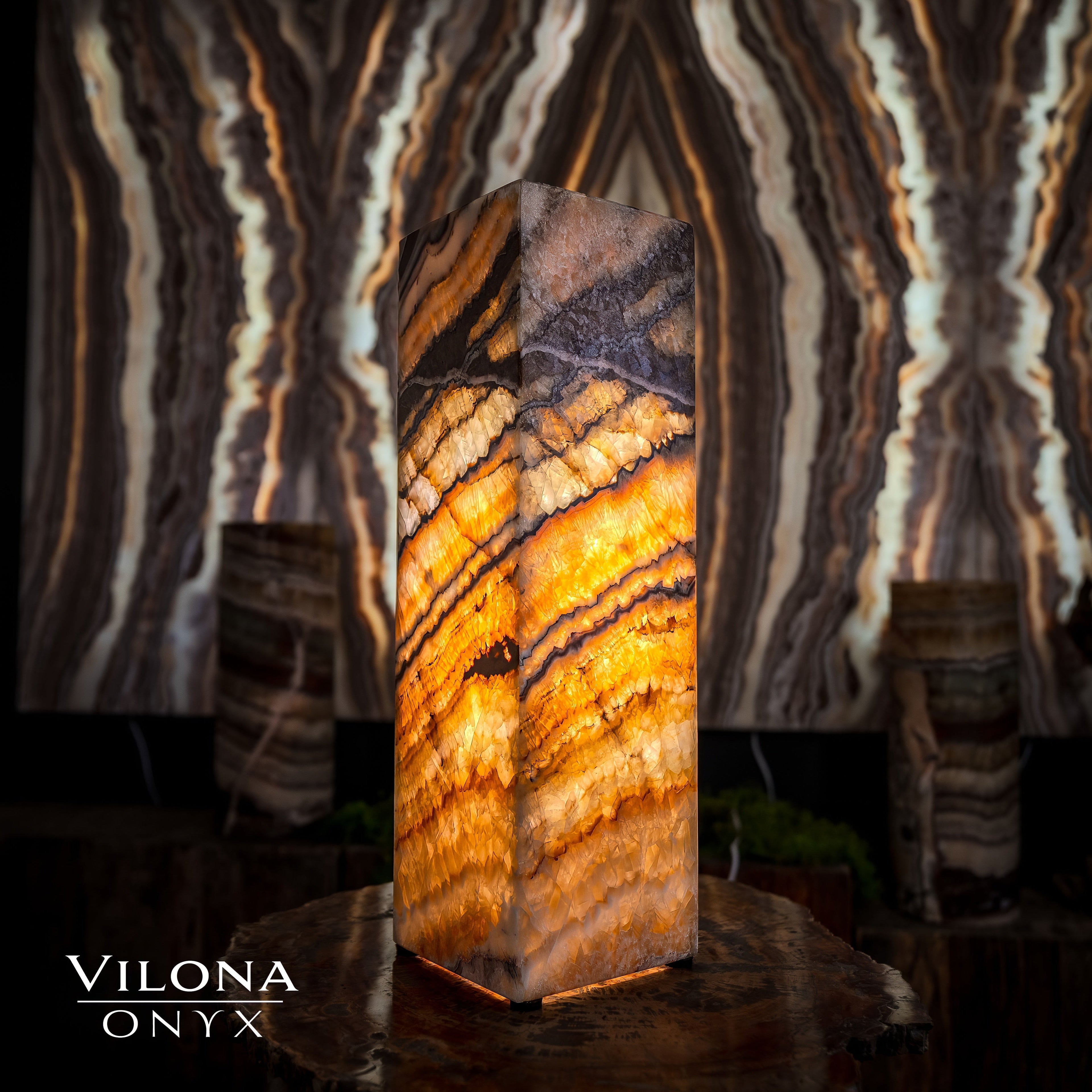 Aqua Onyx Lamp (Small Square Table Lamp #56)
