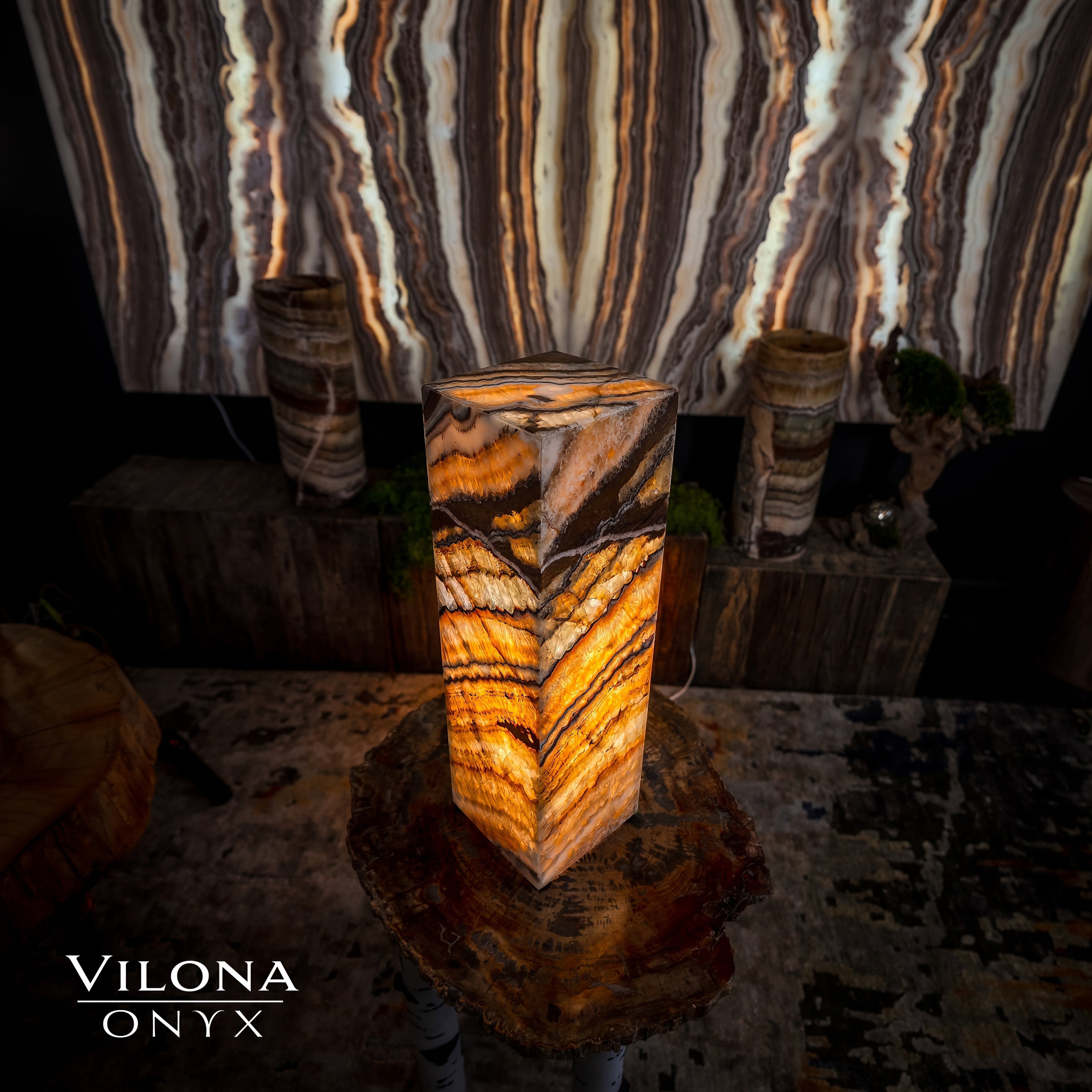 Aqua Onyx Lamp (Small Square Table Lamp #56)