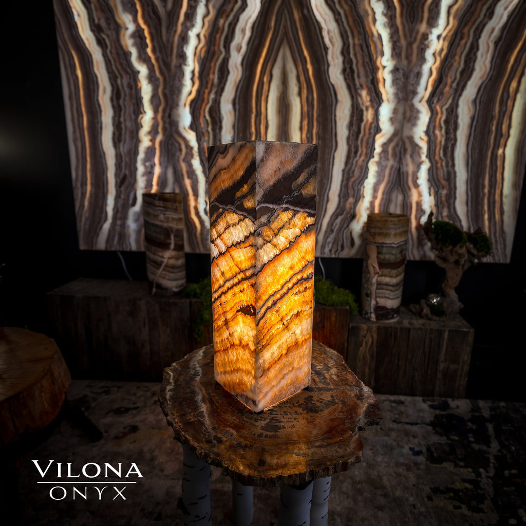 Aqua Onyx Lamp (Small Square Table Lamp #56)