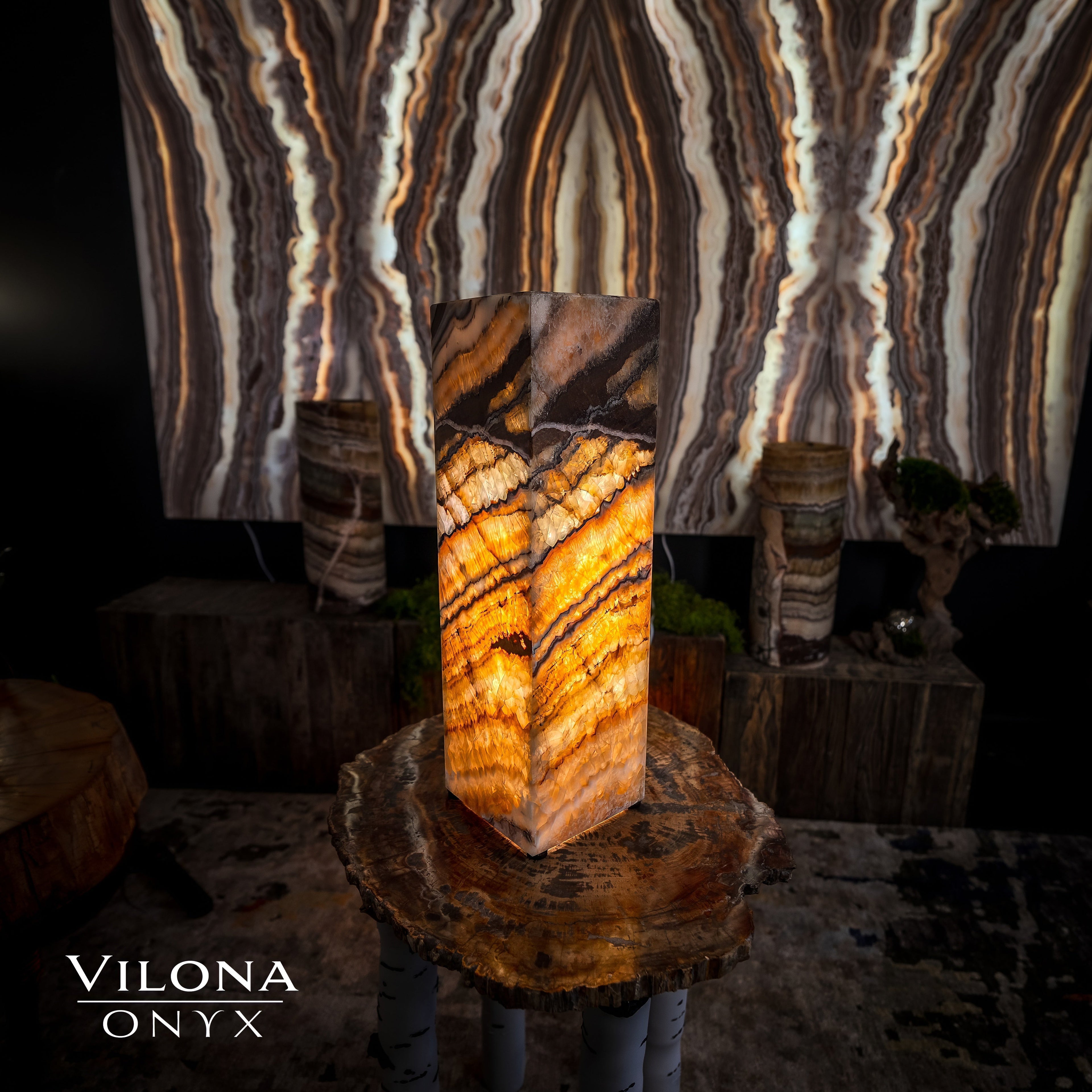 Aqua Onyx Lamp (Small Square Table Lamp #56)