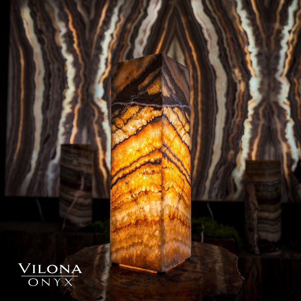Aqua Onyx Lamp (Small Square Table Lamp #56)