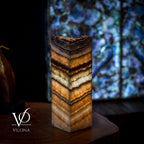 Aqua Onyx Table Lamp - Small - (18" Tall, 6x6" Live Edge Square #7)