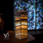 Aqua Onyx Table Lamp - Small - (18" Tall, 6x6" Live Edge Square #7)