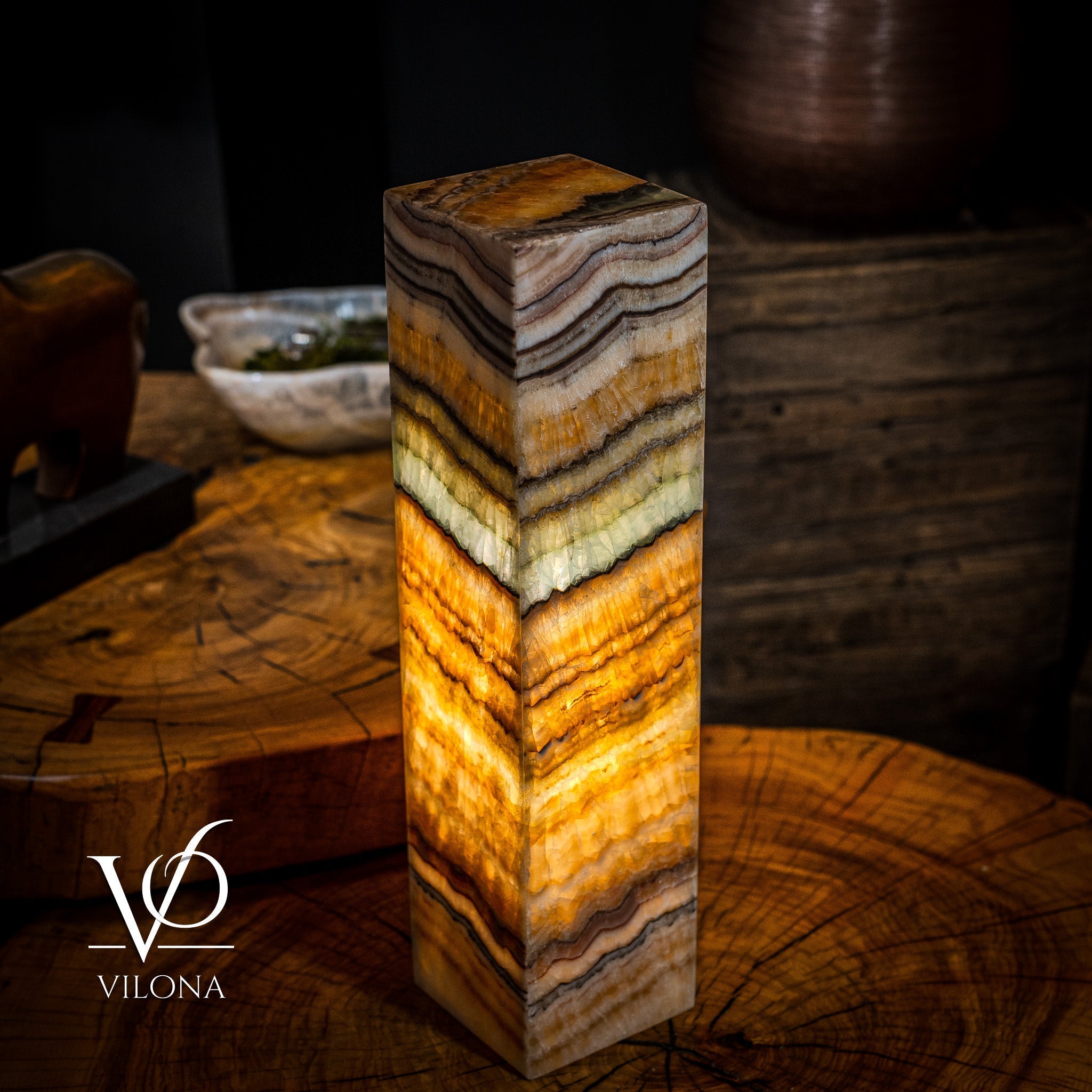 Aqua Onyx Square Table Lamp (Small #60)