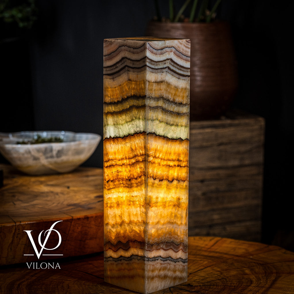 Aqua Onyx Square Table Lamp (Small #60)