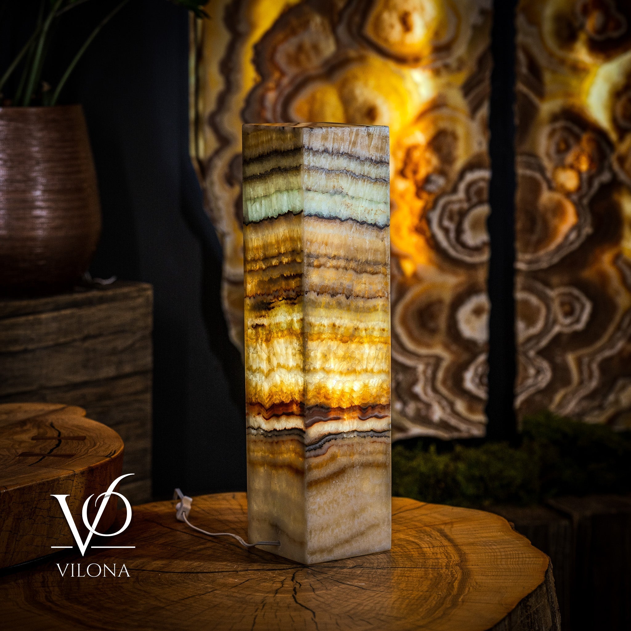 Aqua Onyx Square Table Lamp (Small #61)
