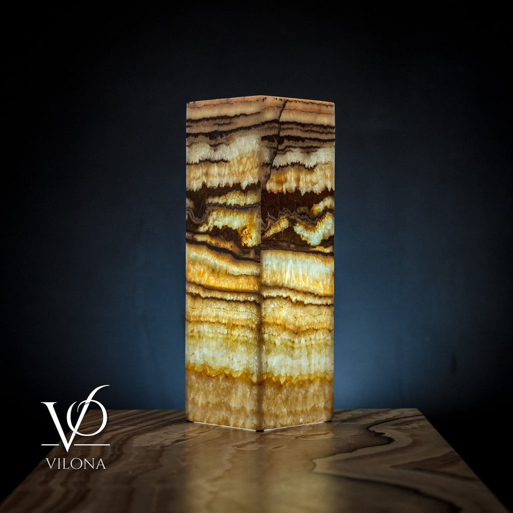 Aqua Onyx Square Table Lamp (Small #64)