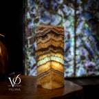 Aqua Onyx Table Lamp - Small - (18" Tall, 6x6" Closed Top Square #68)