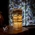 Aqua Onyx Table Lamp - Small - (18" Tall, 6x6" Closed Top Square #69)