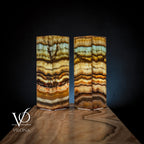 Aqua Onyx Square Table Lamp (Small Pair #65)
