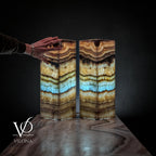 Aqua Onyx Square Table Lamp (Small Pair #66)