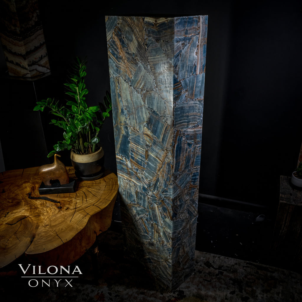 Argentina Blue Onyx Floor Lamp - Medium - 55"H - 16"W x 8"W - Rectangle - #1