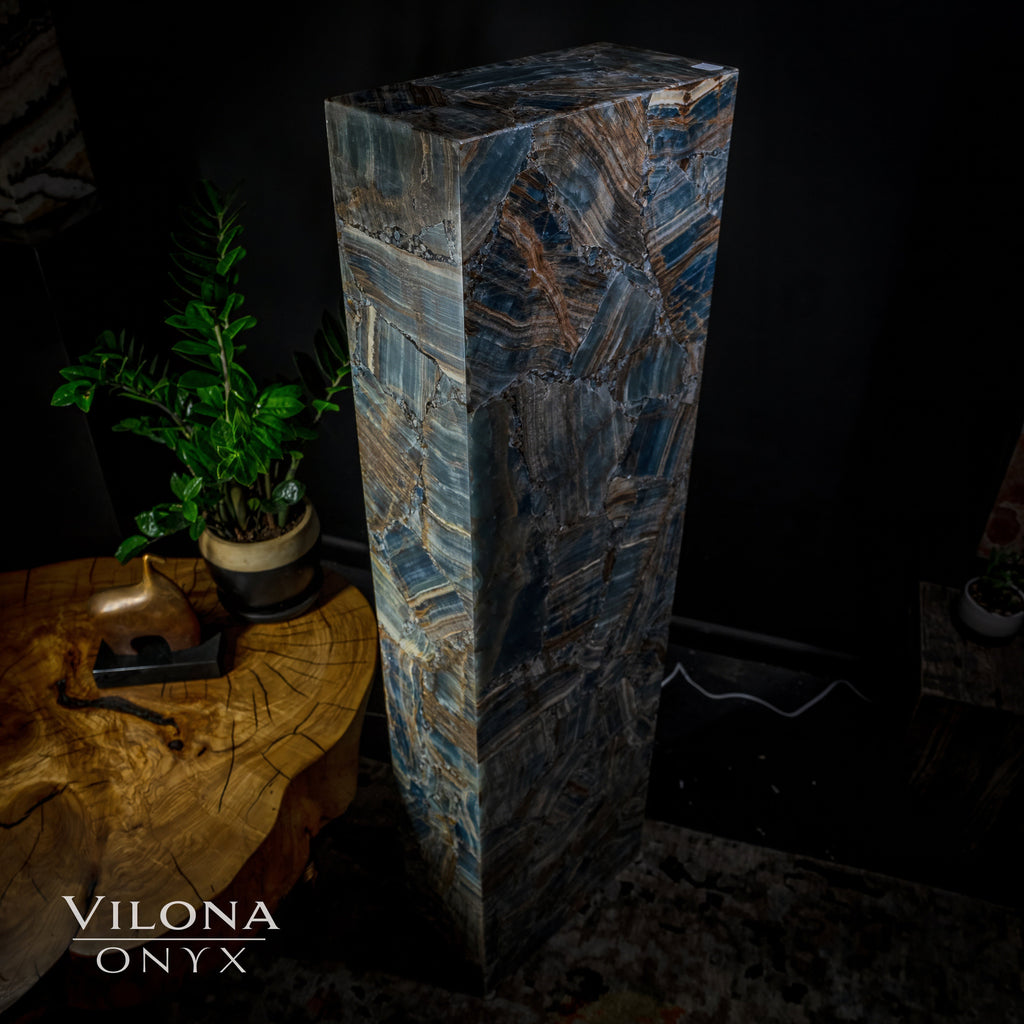 Argentina Blue Onyx Floor Lamp - Medium - 55"H - 16"W x 8"W - Rectangle - #1
