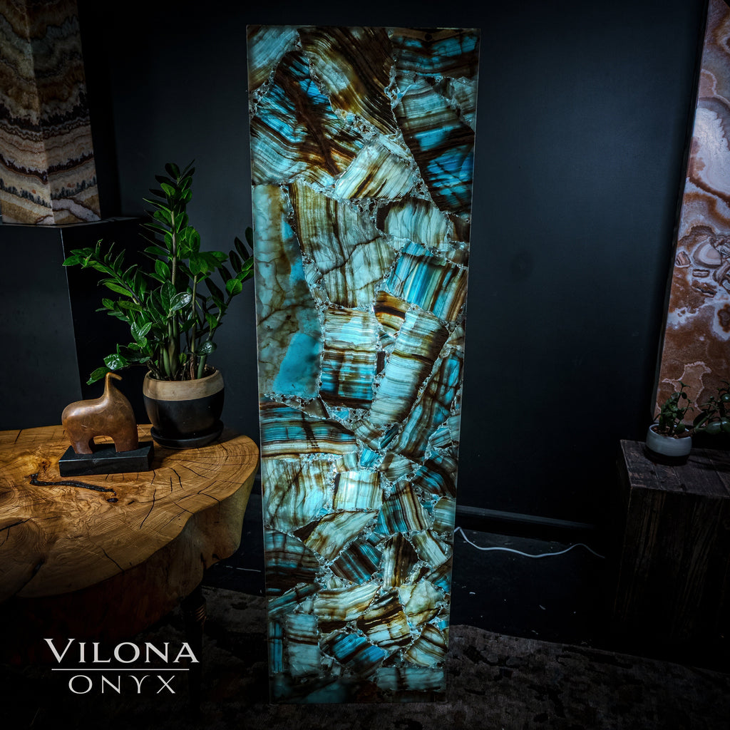 Argentina Blue Onyx Floor Lamp - Medium - 55"H - 16"W x 8"W - Rectangle - #1