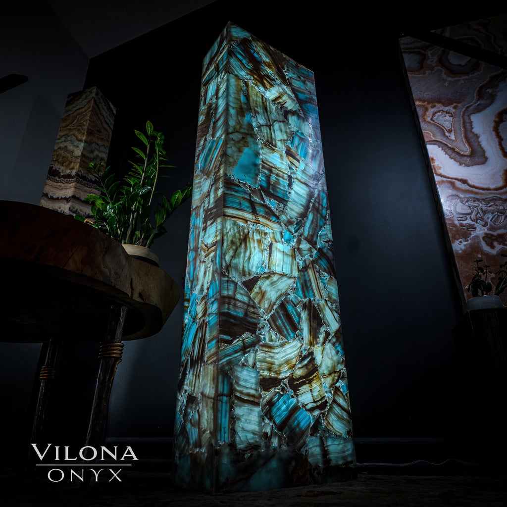 Argentina Blue Onyx Floor Lamp - Medium - 55"H - 16"W x 8"W - Rectangle - #1