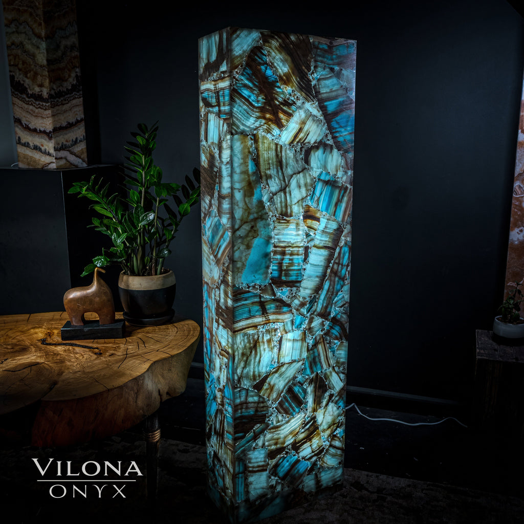 Argentina Blue Onyx Floor Lamp - Medium - 55"H - 16"W x 8"W - Rectangle - #1