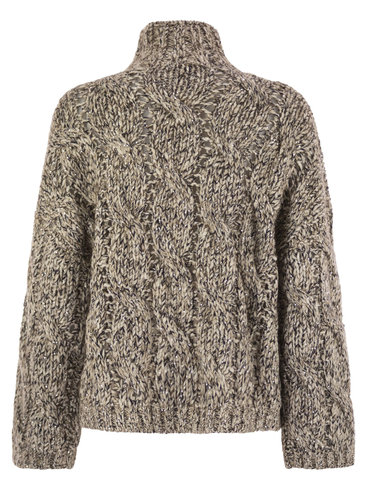 Brunello Cucinelli Women Soft Wool, Cashmere And Mohair Turtleneck Sweater With Braided Design