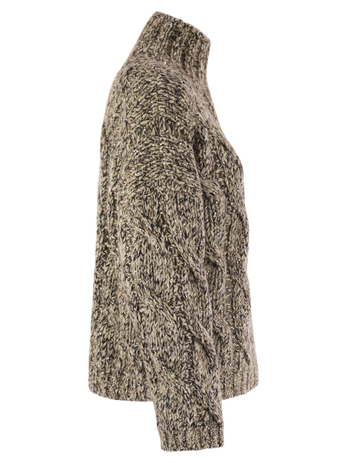 Brunello Cucinelli Women Soft Wool, Cashmere And Mohair Turtleneck Sweater With Braided Design